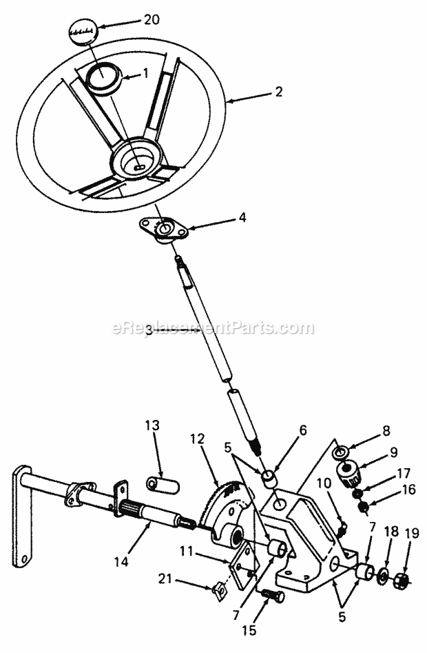 Steering Diagram and Parts List for 1610 135-393-100, 135-393-399, 0350042U, 136-393-1 Cub Cadet Lawn Mower